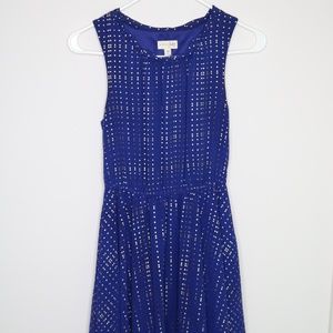 Maison Jules Blue & Gold Polka Dot Dress